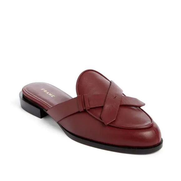 Frame Le Willoughby Leather deep Merlot maroon Women's  Flats mules size 8 EUC - Picture 1 of 11